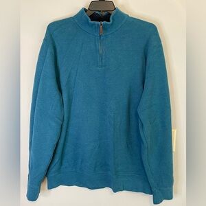 Lands End Men’s Casual Pull Over Sweater. Made ck Neck & front Quarter Zip.